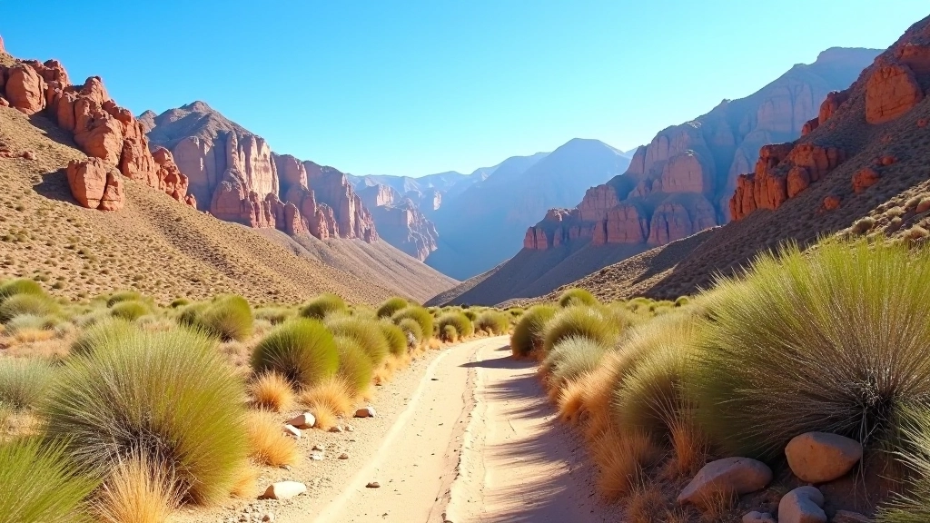 Sendero natural en la Quebrada de Humahuaca rodeado de montañas